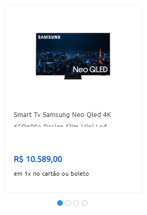 Monitor em vitrine de produtos com parte texto descritivo oculto na janela.