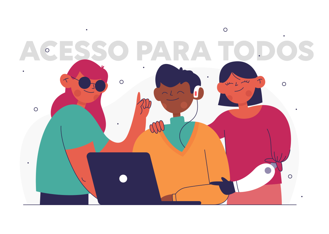 Uma mulher cega, um homem com aparelho auditivo e uma mulher com prótese usam a web em um computador