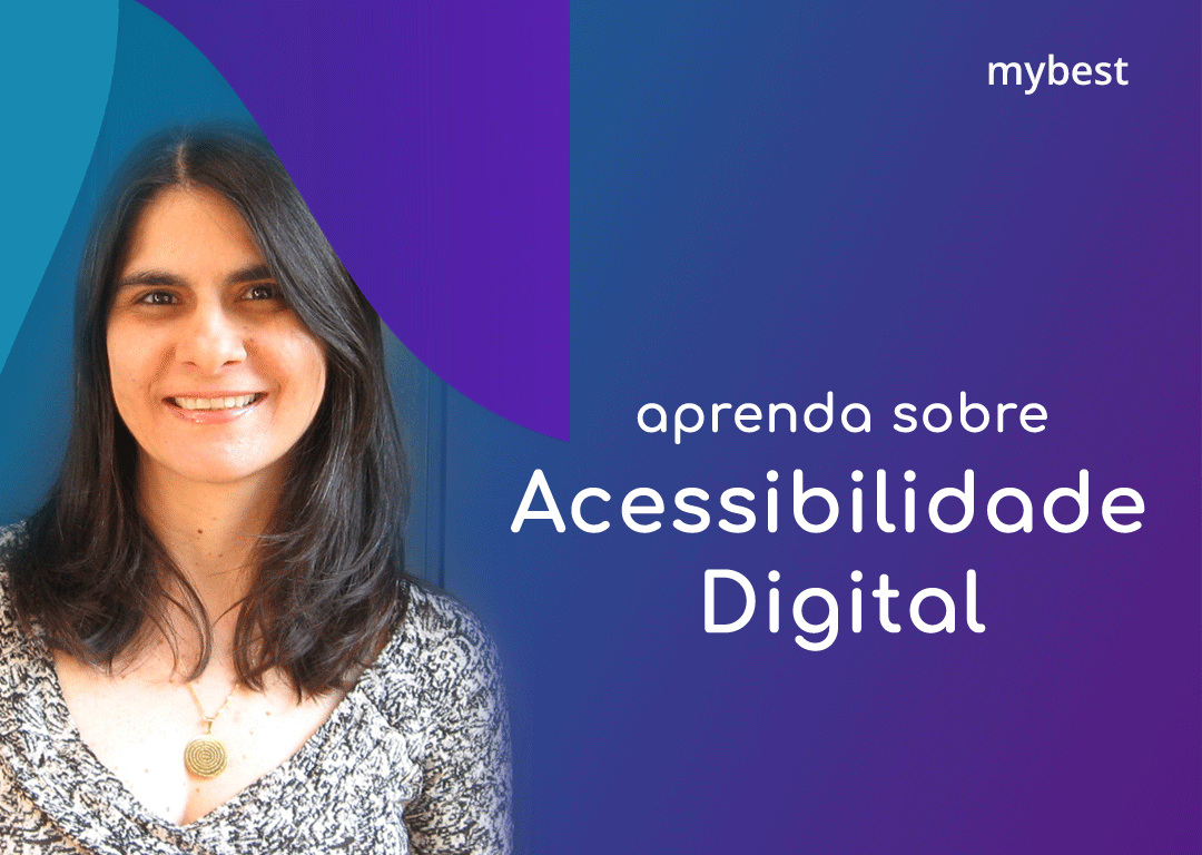 Foto de Cláudia Nascimento sobre fundo azul e lilás com logo da mybest e título do artigo